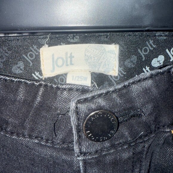 Jolt Black Grey Skinny Distressed Ripped Denim Jeans Women's Pants Size 1 / 25W - Picture 5 of 7